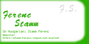 ferenc stamm business card